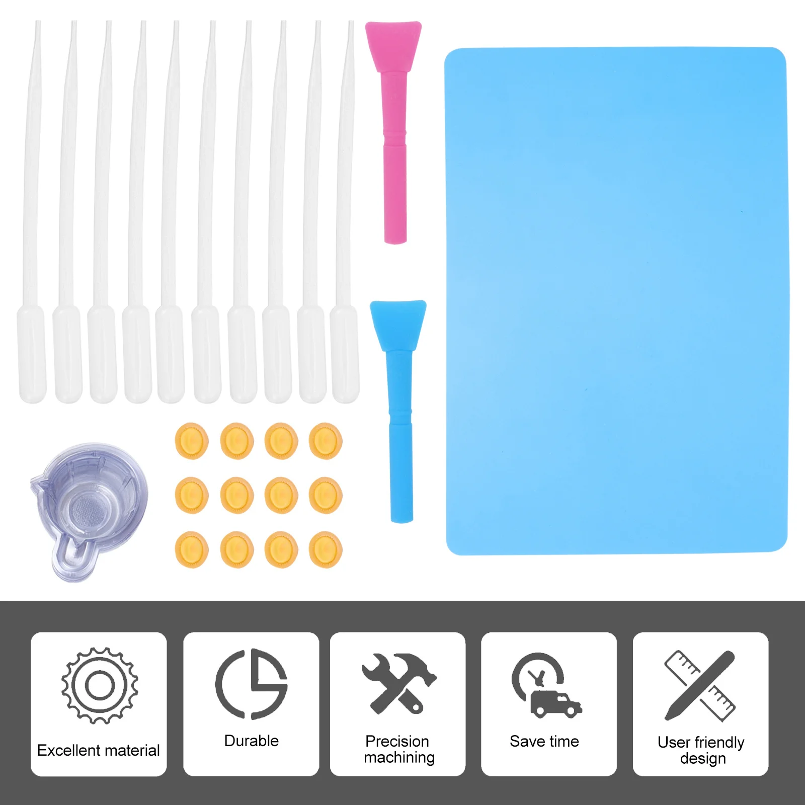 

1Set Epoxy Resin Tools Set Silicone Mat PP Mixing Cups Nonstick Surface DIY Epoxy Making Tools for Resin Art Projects