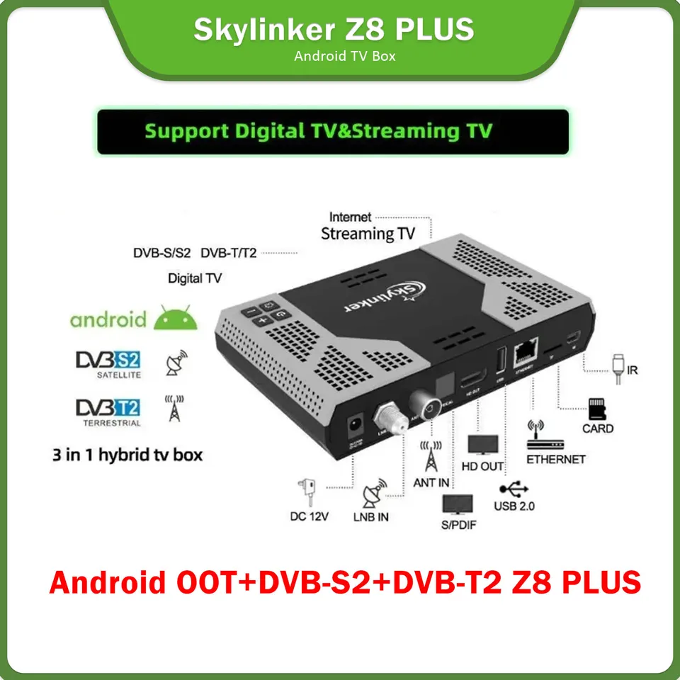 Genuine] 2026 New Skylinker Z8 Plus Hybrid TV Box Android OTT+DVB