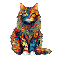 Wooden Puzzle for Adults, Maine Cat Puzzle Beautiful Box, Wooden Jigsaw Puzzles Unique Shape, Birthday Gifts for Adults and Kid