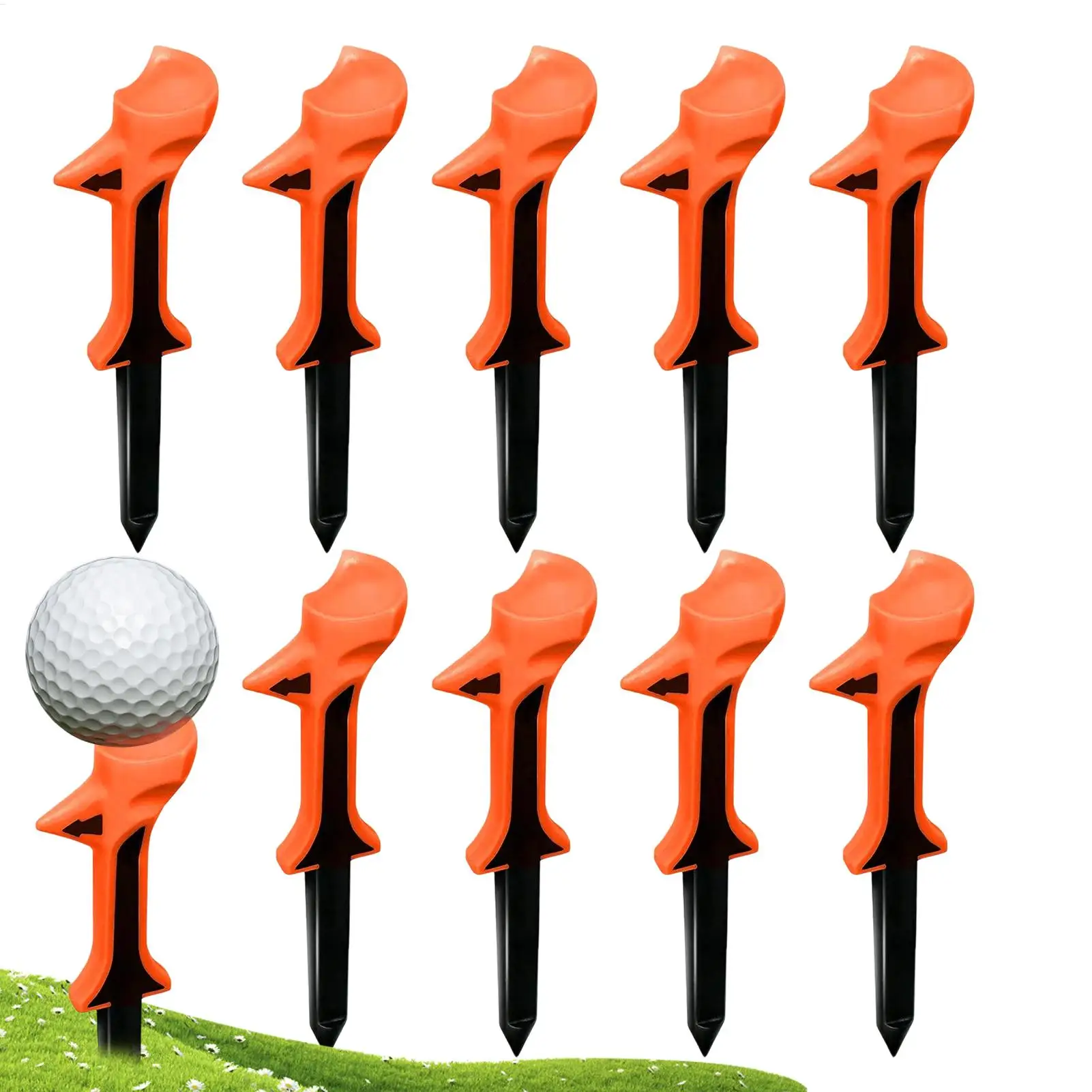 

10pcs Golfing Tees Double-layered Golf Tees 3.15 Inch Tall Holder 10 Degree Slant Head Design Golf Ball Tee For Golf Supplies