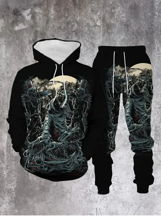 

2526 Зимне-осенний комплект с капюшоном и спортивными штанами, модная уличная одежда и домашний стиль, классическая одежда с 3D принтом Fanhion Wolf