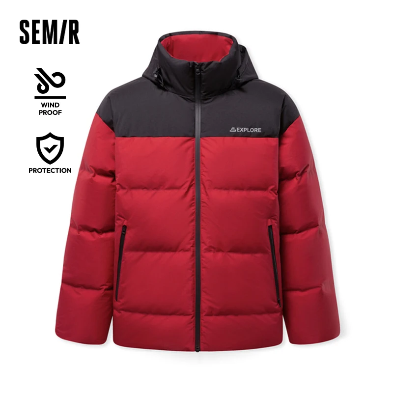 

Куртка Semir мужская с капюшоном, пуховик с защитой от ветра и воды, свободный пуховик с гусиным пухом, верхняя одежда, зима 2024