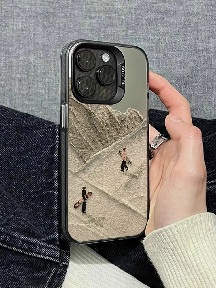 حافظة هاتف لهاتف آيفون 16 15 برو 14 13 برو ماكس 12 11 بلس كاميرا مقاومة للصدمات حماية كاملة غطاء غير لامع للتزلج على الذكور والإناث