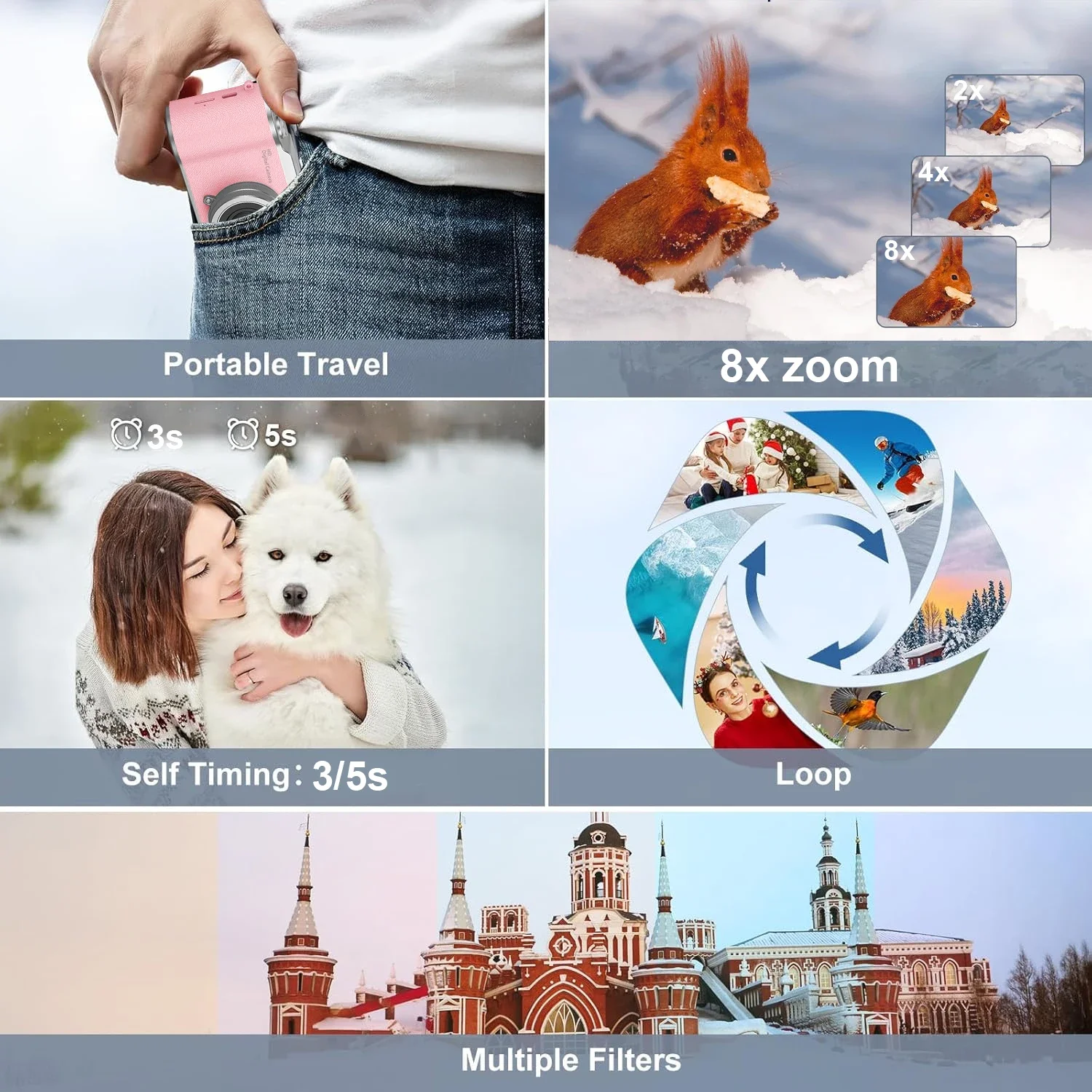 Digital camera，high-definition camera suitable for photography，video recording，autofocus，high-definition pixel camera，anti shake