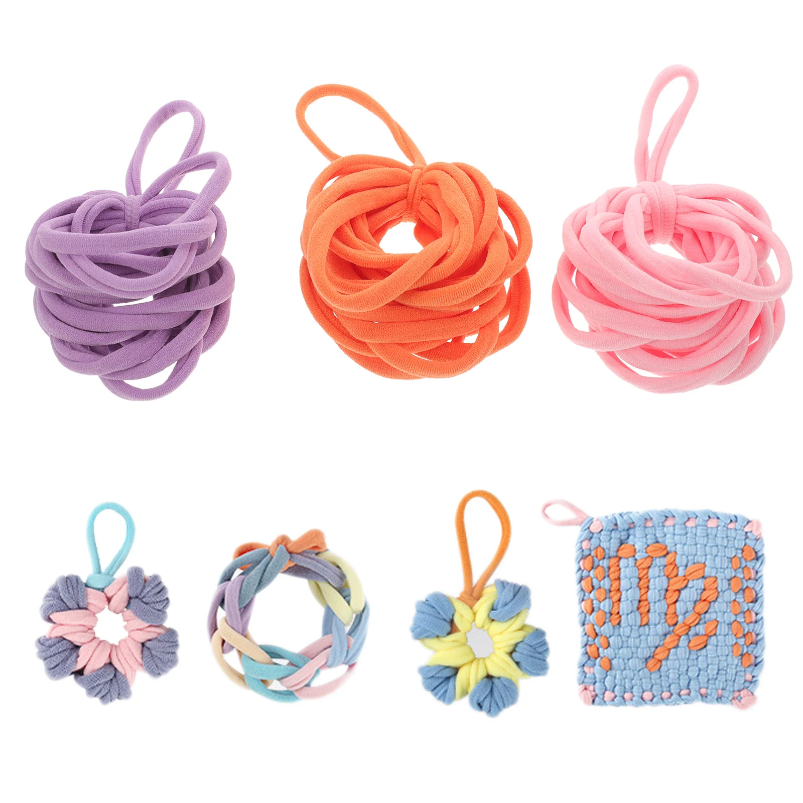 180 Pcs Elastic Braided Rope Loom Kit for Girls Coaster Pot Holder Loops Kids Potholder Acrylic Weaving Refill