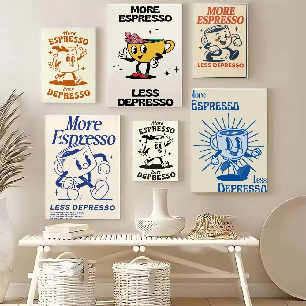 More Espresso Less Depresso Poster Wall Art Print Poster for Bedroom Living Room Decoration Home Decor Gift Room Artwork