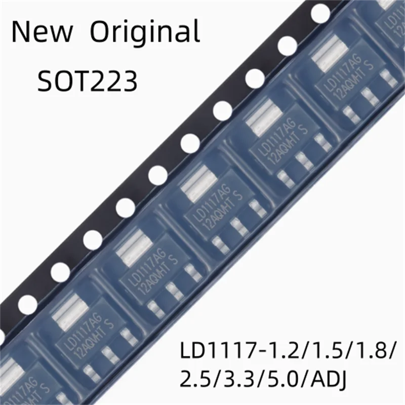 

xkss New Original 10pcs LD1117-1.2/1.5/1.8/2.5/3.3/5.0/ADJ SOT-223 Linear Voltage Regulator LDO Chips LD1117-3.3