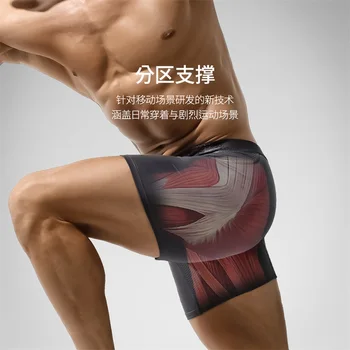 Extra Long Sports Underwear Men's Boxer Briefs Anti-Wear Leg Running Large Size Breathable Training Boxer Briefs 2