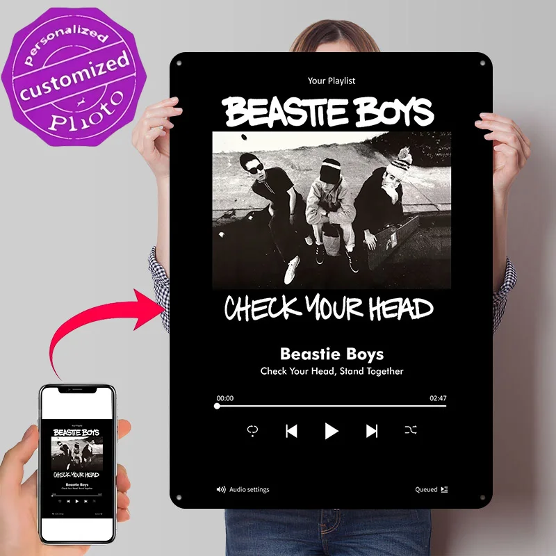 Beastie Boys Check Your Head Song Played Personalized 3D Textured Metal Poster Wall Art Vintage Tin Signs for Home Decor Items