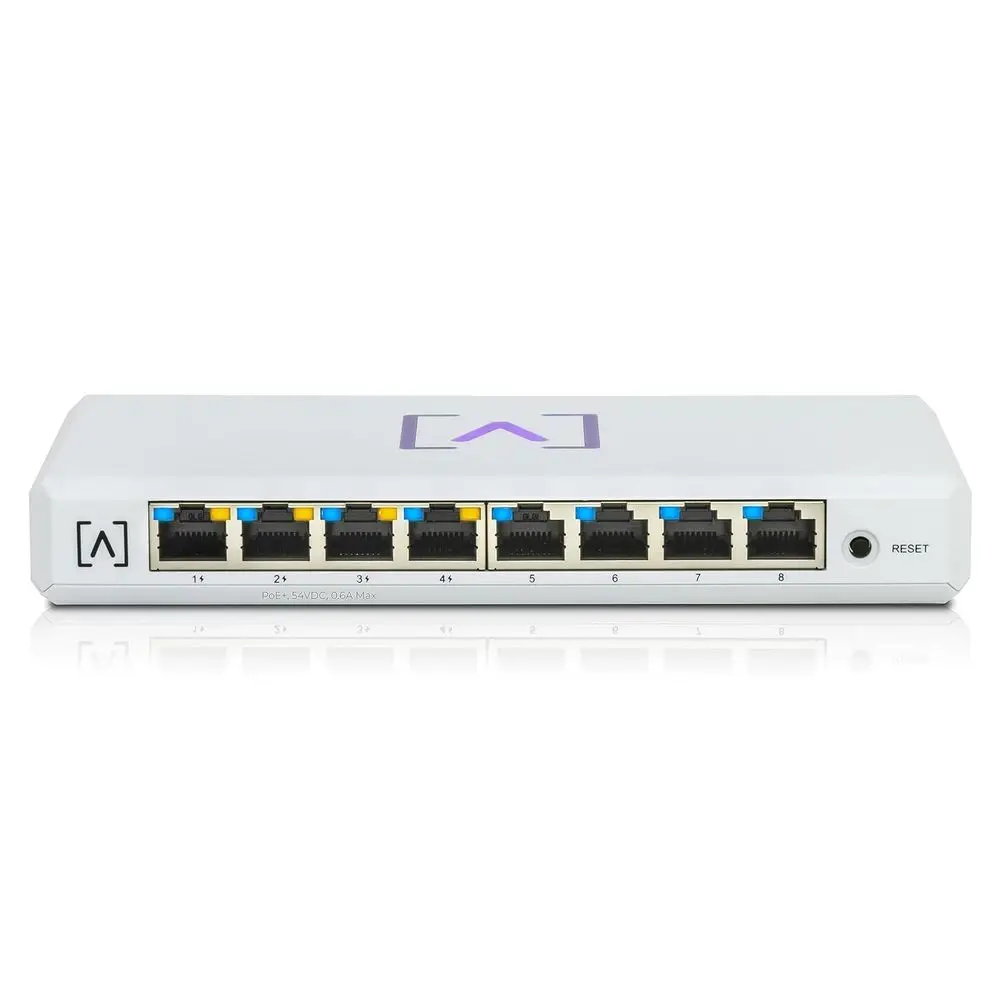 

8-Port Multi-Gigabit Managed Ethernet Switch with 4 PoE+ Ports, 60W Budget, Cloud/Local Management, Desktop/Wall Mountable