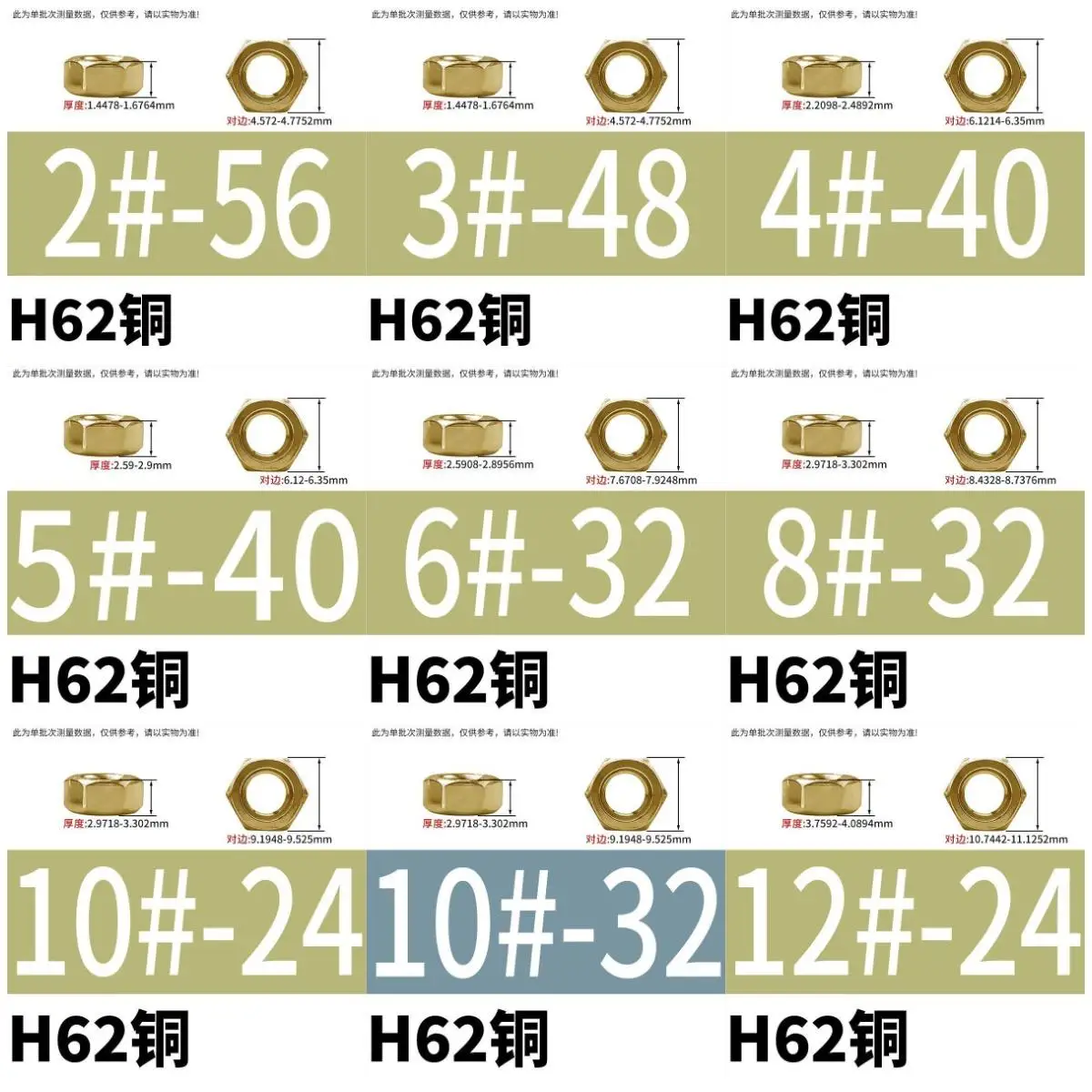 1/50 шт. латунных шестигранных гаек с резьбой UNC UNF 2 #   3 #   4 #   5 #   8 #   10 #   Медная гайка-заглушка 1/4