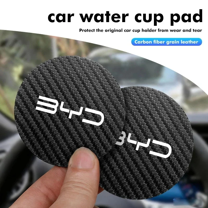 2Pcs Thickened Soft Car Cup Mat for BYD Seal Dolphin Yuan Plus Seal U Frigate 07 Auto Interior Accessories