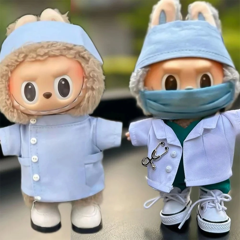 Pour 15/17 cm Labubu poupée médecins infirmières communautaire volontaires vêtements de travail tenue ensemble Ropa Labubu poupée accessoires cadeau de noël