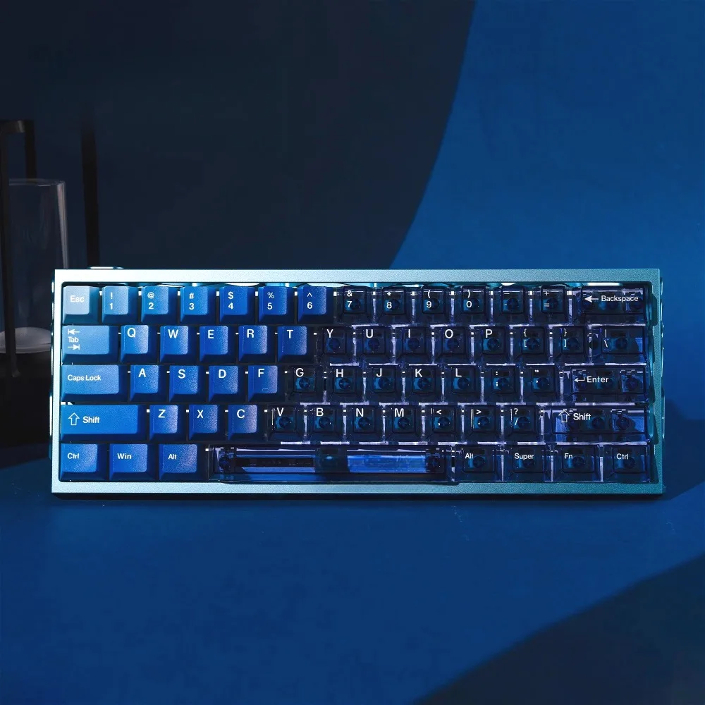 Wooting keycap 60/68/87 blue and white gradual change mixed through PBT + PC custom keycap hot sublimation