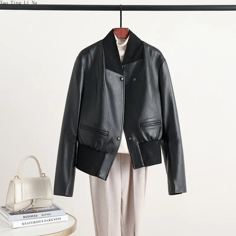 2023 Women Fashion Genuine Sheep Leather Jacket Real Sheepskin Leather Coat G6