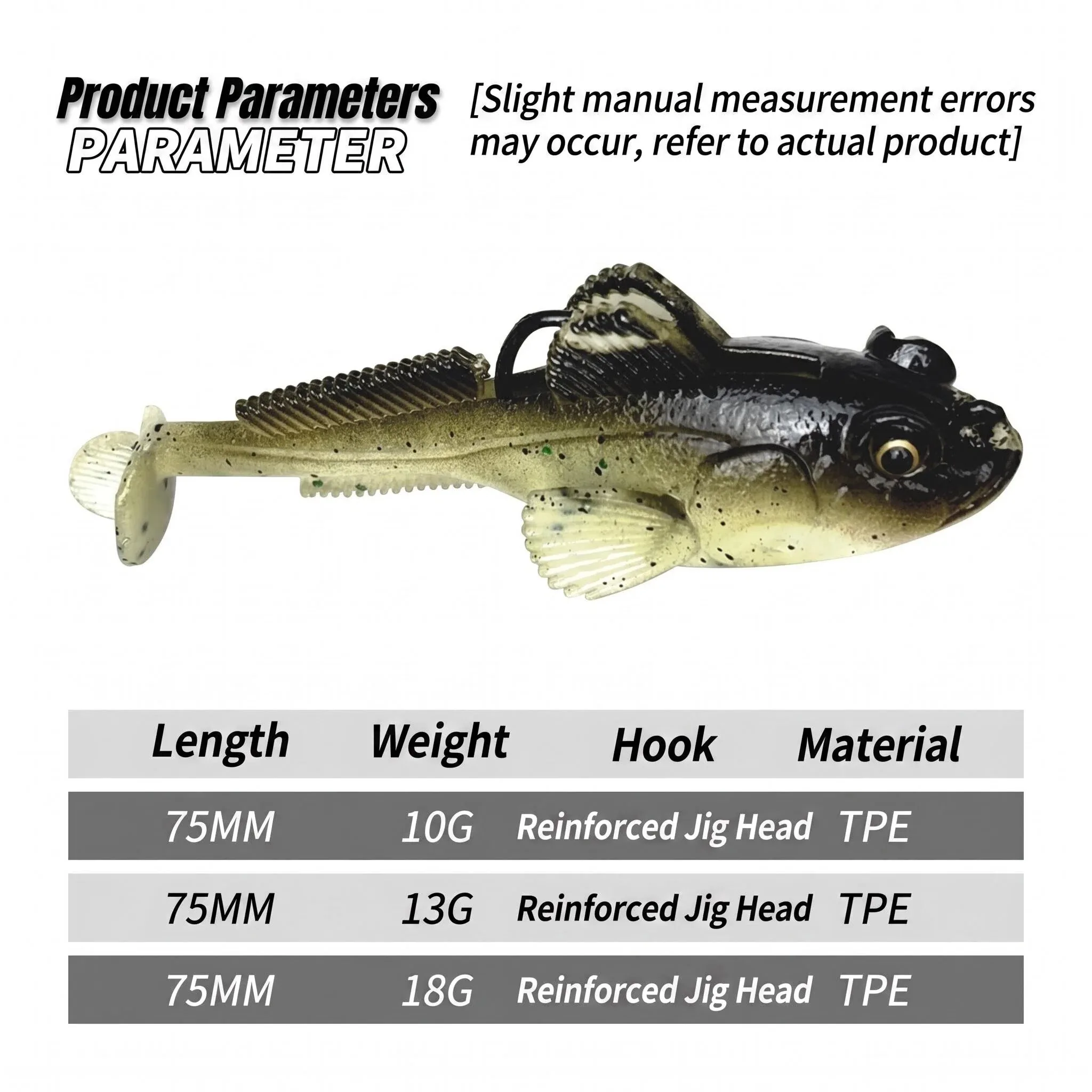 1pcs 10g13g18g Goby Lure Jig Worm Wobbler  Silicone Gobius Soft Bait Dark Sleeper Fishing Lure for Pike Bass Shad Swimbait Pesca - view 6
