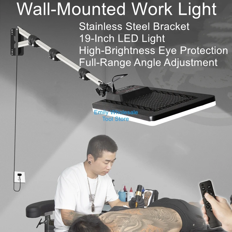 

Tattoo Stainless Steel Wall-Mounted Light Work Light Fill Light Adjustable Metal Storage Long Arm Wall Bracket Beauty Tool