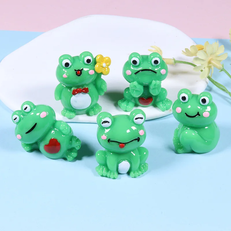 20pcs Flatback Resin Cartoon Frog Series Cabochon for Scrapbooking Kawaii Green Frogs Animal Charm DIY Decor Crafts Accessories