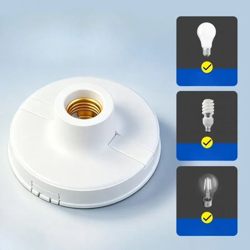 E27 Screw Lamp Holder, Surface Mount LED Bulb Socket Spiral Base Replacement Household Energy Saving Lamp Holder for Indoor