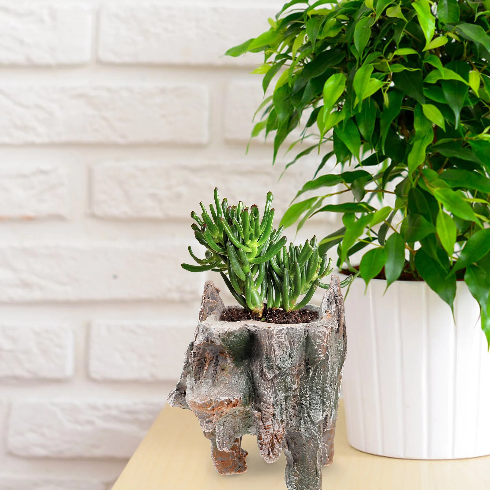 

Resin Flower Planter Yard Succulent Pot Bonsai Decorative Flowerpot for Indoor Outdoor Garden Home Office Balcony Desktop Resin