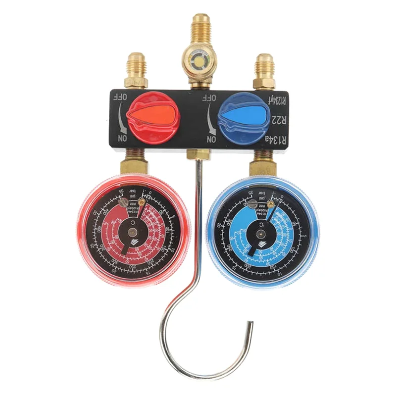 HS-M01 Refrigerant Diagnose Manifold Gauge G1/4 Condition Manometer Pressure Gauge Refrigeration Tools for R22/R1234Yf