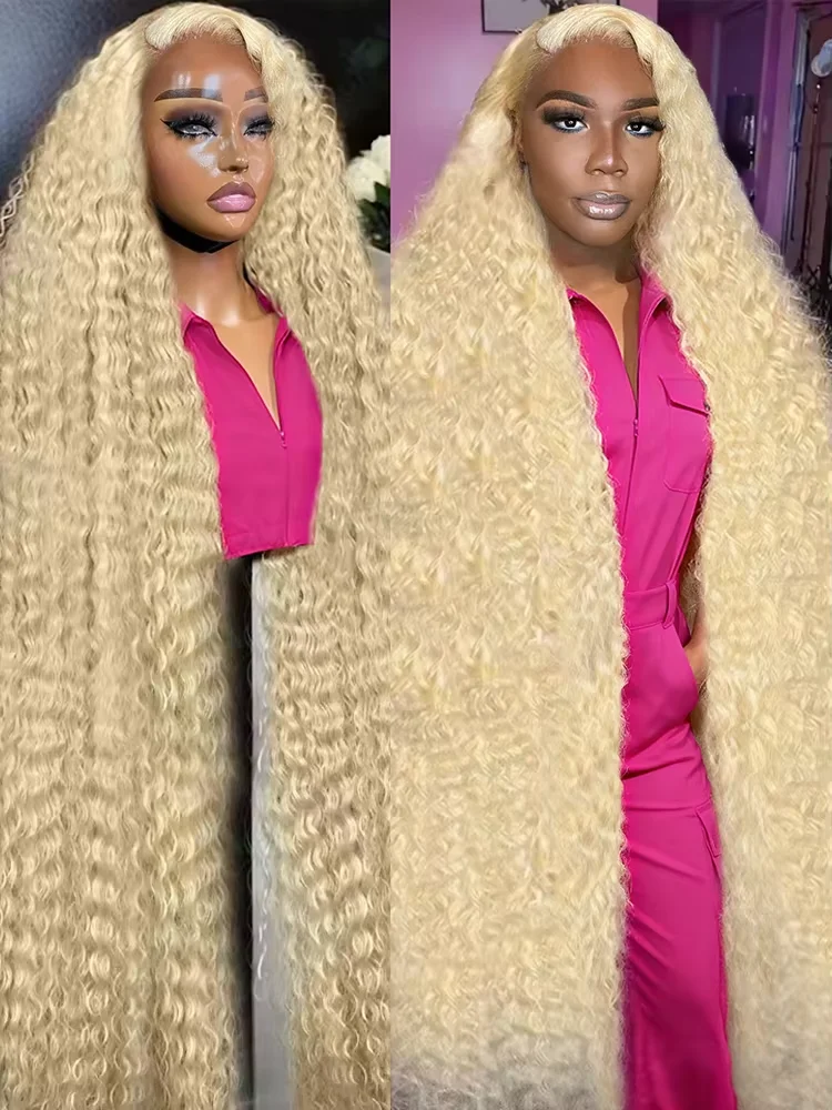 

200% Density 32 inch Brazilian Deep Wave 613 Blonde 13x4 HD Lace Front Human Hair Wigs Pre Pluck Glueless Curly Lace Frontal Wig