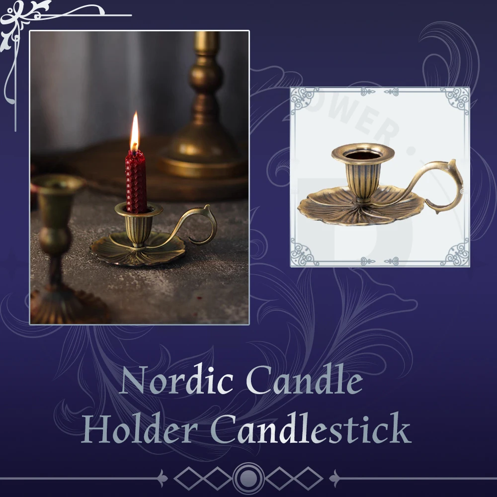 Nordic Candle Holder European Style Candlestick Antique Candlestick Vintage Hand Held Candelabrum Zinc Alloy Retro Pricket