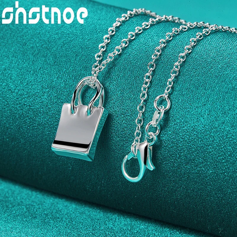 SHSTONE 925 Sterling Silver Necklace Handbag Pendant 16-30 Inch Chain Necklaces Women's Fashion Wedding Party Jewelry Wholesale