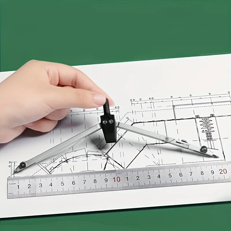 1 Set Premium Precision Engineering Drafting and CAD Design Set, Includes Compass, Protractor, Straightedge, Parallel Bar,crtz