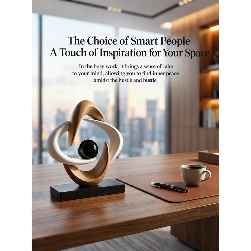 Artesanías de Resina, Esculturas Geométricas Huecas, Anillos Abstractos en Espiral, Figuras Decorativas, Accesorios de Decoración para el Hogar