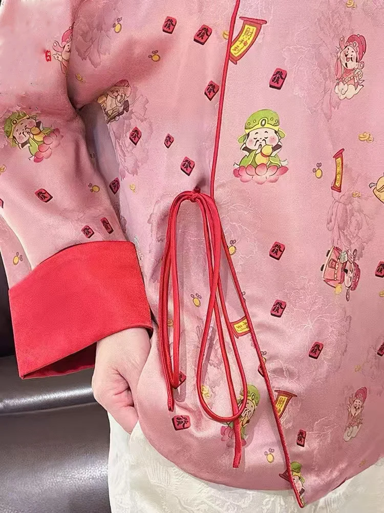 Hohe Qualität Frühjahr und Sommer Neue Rundhals Rayon Gedruckt Spitze Up Top Mode Kontrast Farbe Manschette frauen Hemd S-XL