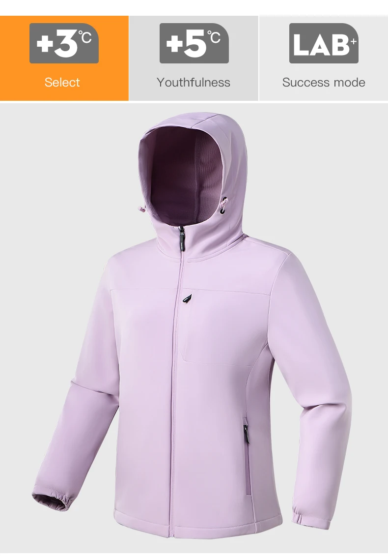 EUMERGX Winter-Softshell-Jacken für Damen, wasserdicht, winddicht, warme Fleecejacke, Wandern, Camping, Klettern, Outdoor-Thermomantel – Detail 6
