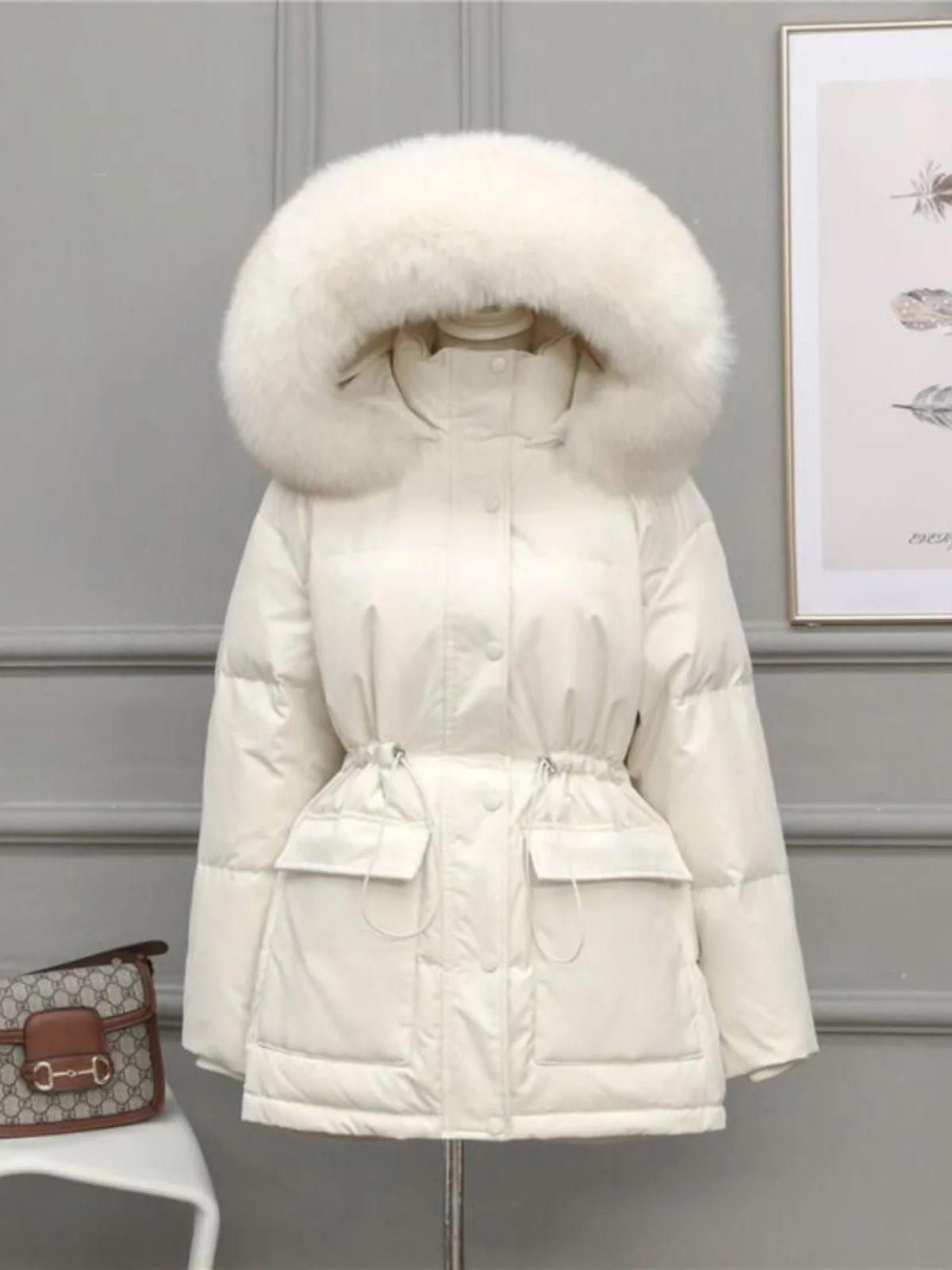 

Зимняя женская куртка SOUL2026 из хлопка с эффектом похудения, с большим меховым воротником, утепленная, трендовая, средней длины