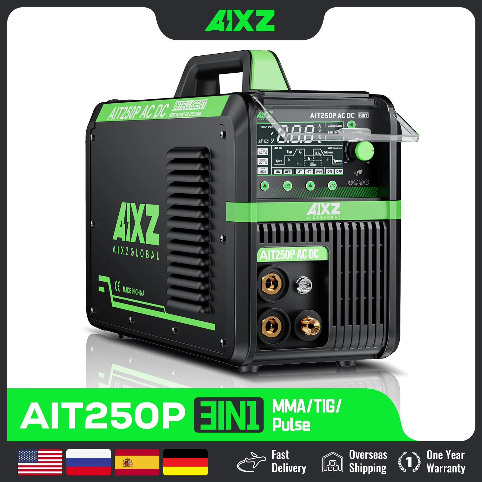 AIXZ HF TIG Welding Machine 200A AIT200P AC DC Welder With Pulse 5 in 1 IGBT Inverter ARC Stick Welder Spot TIG Aluminum Welder