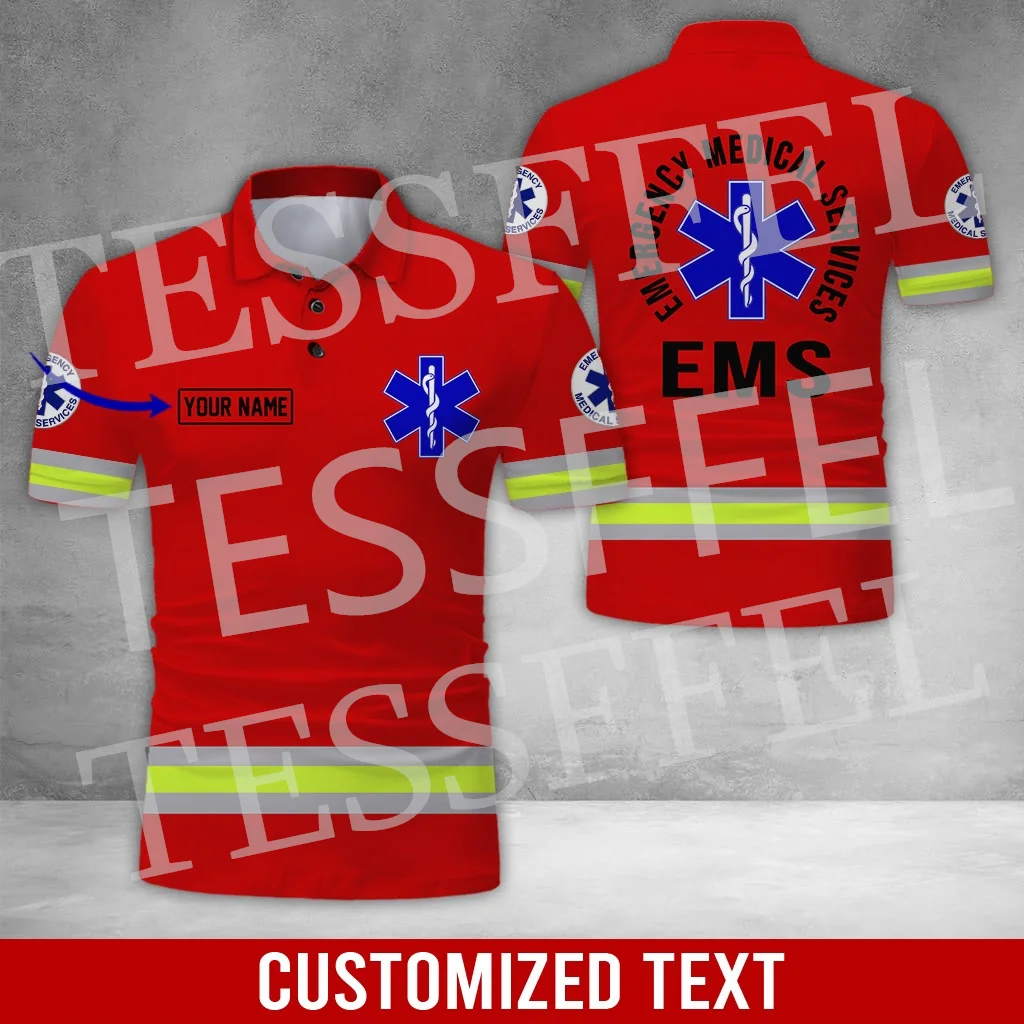 Custom Name Cosplay EMS EMT Medical Paramedic Nurse Worker Retro 3DPrint Summer Polo Shirts Harajuku Casual Short Sleeves A2 - Image 5