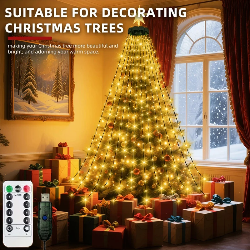 300LED Christmas Tree String Lights USB Charge Christmas Lights Waterproof String Light for Outdoor Indoor Christmas Tree Decor