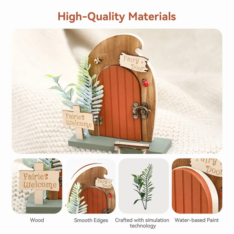 Wooden Fairy Door Ornament Multi-functional Home Decoration Creative Garden Scene Model Educational Desktop Decor