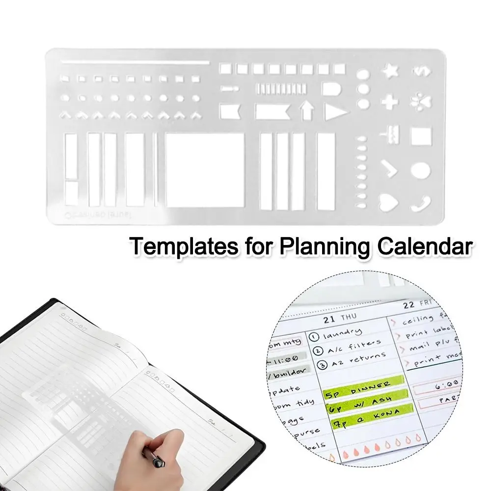 Manual Templates for Planning Calendar Reusable Transparent Handmade Flexible Record Template Dot Grid Drawing and List Template