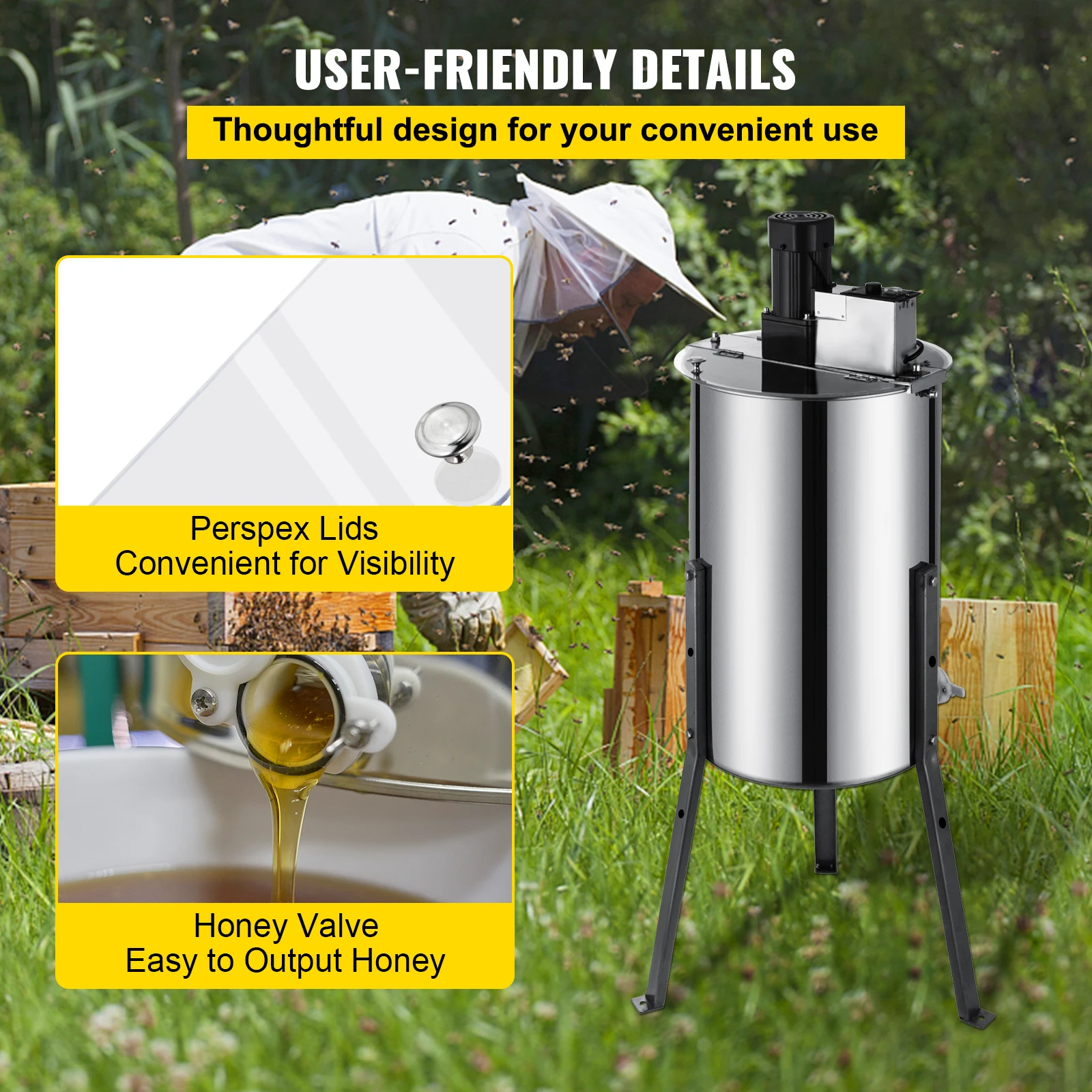 VEVOR Honey Extractor 2 3 4 Frame Manual Electric Stainless Steel Honeycomb Spinner Crank Honey Centrifuge Beekeeping Equipment