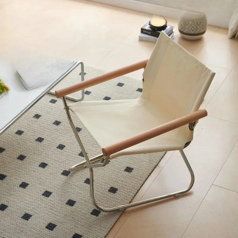 Canvas Folding Recliner Chair Home Single Sofa Balcony Lazy Nap Small Lounge Seating for Comfortable Relaxation