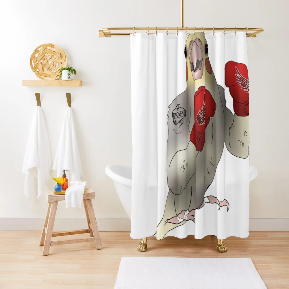 

cockatiel with boxing gloves Shower Curtain Bathtub Shower Bathroom Transparent Bathroom Shower Curtain