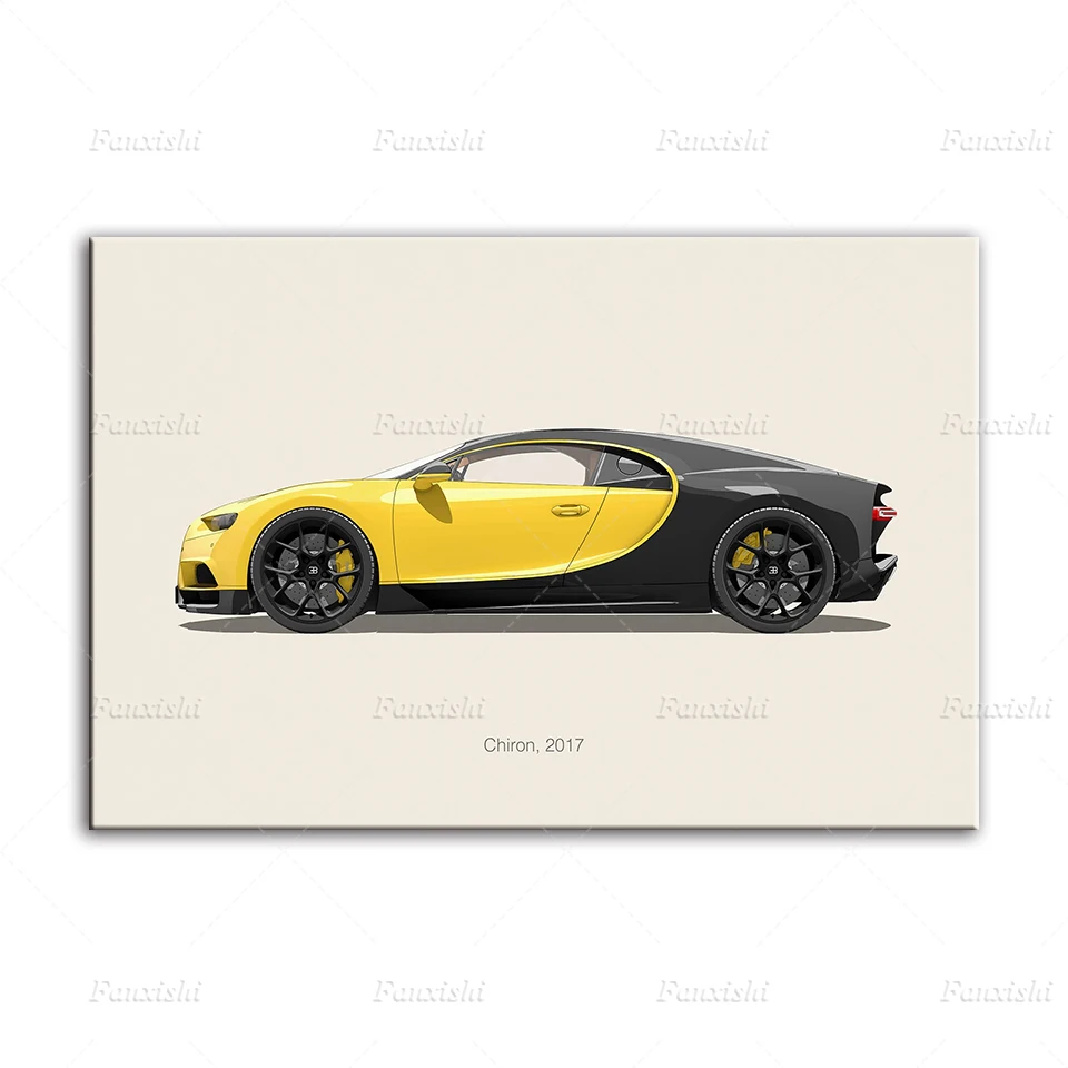 Bugatti Chiron Car Posters Illustration Prints Wall Art Decor Canvas Painting Children Home Office Art  Decor Dorm Car Wall Art