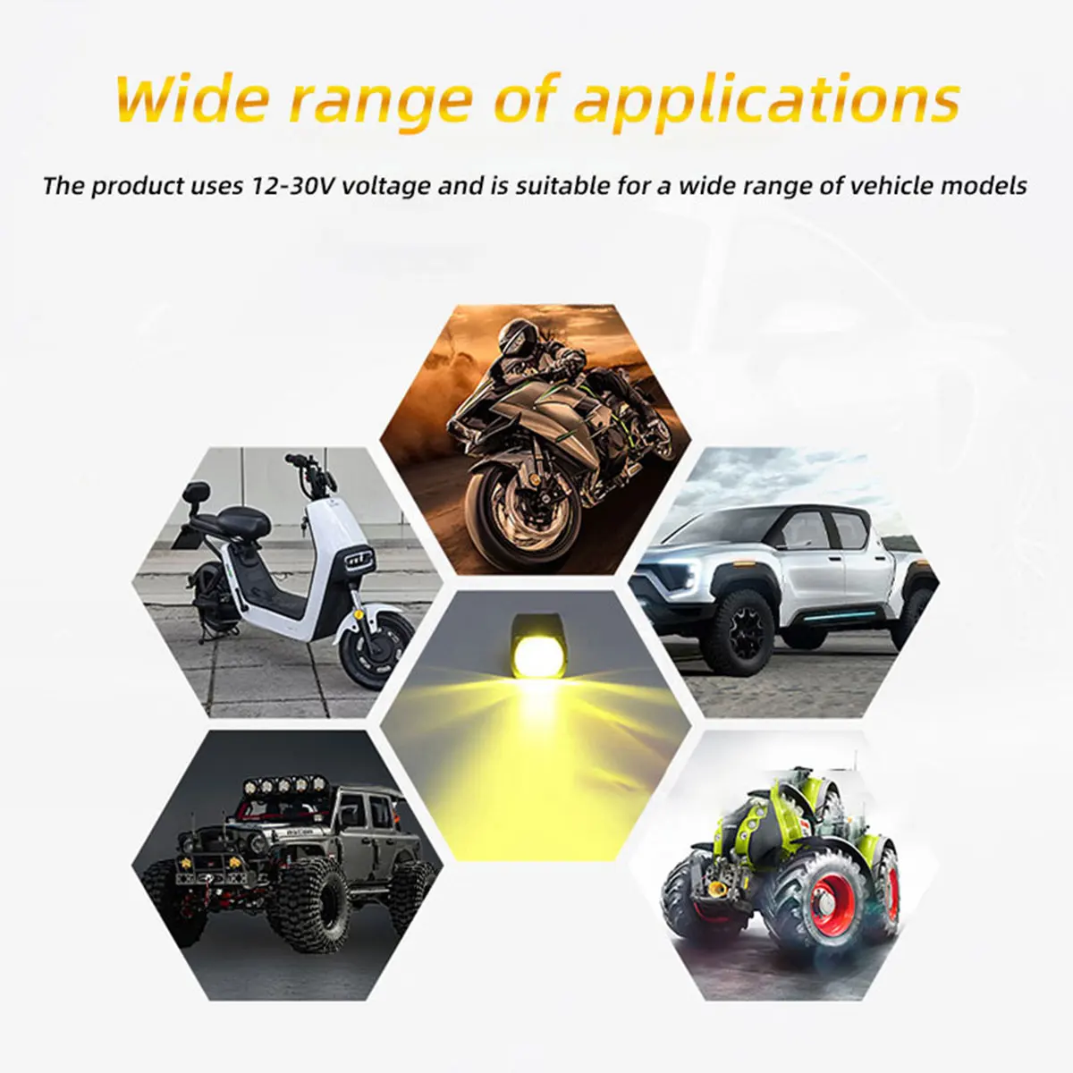 Car LED Grille Light Spotlight 12-30V Low High Beam Projector Lens 35W Motorcycle Auxiliary Dual Color Driving Light Universal