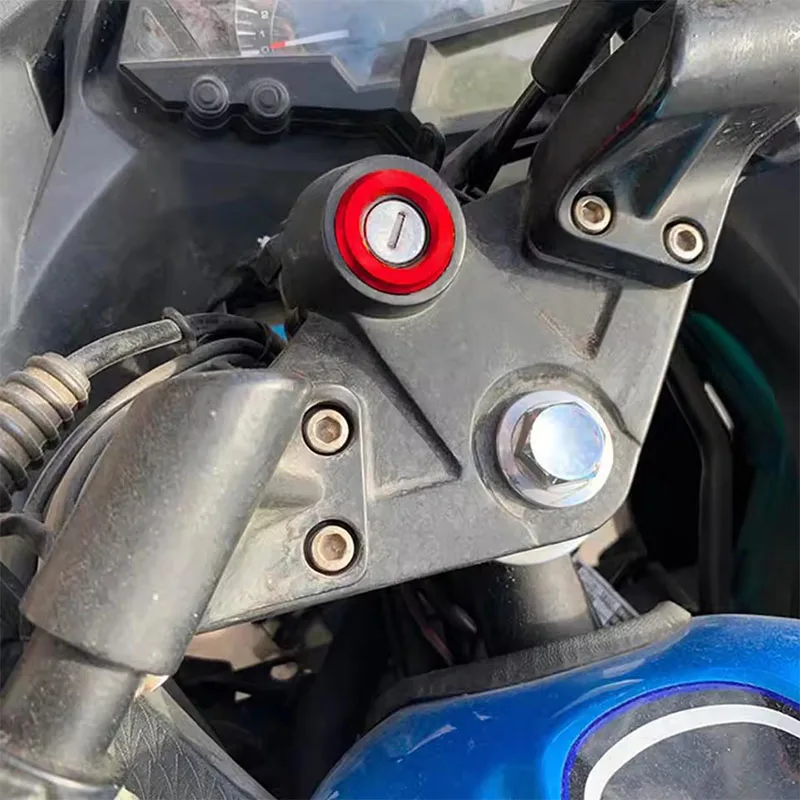 Penutup Lubang Kunci Sepeda Motor Penutup Throttle Cincin Dekoratif Cincin Lubang Kunci Aluminium CNC untuk YZF YZFR6 YZF-R25 YzFR3 R15 R125
