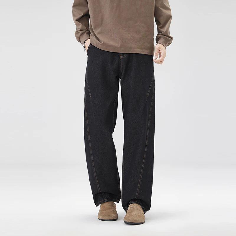 

N-style Washed Machete Jeans Men's Autumn and Winter Stitching Loose Broad Leg High Street Straight Casual Men's Pants