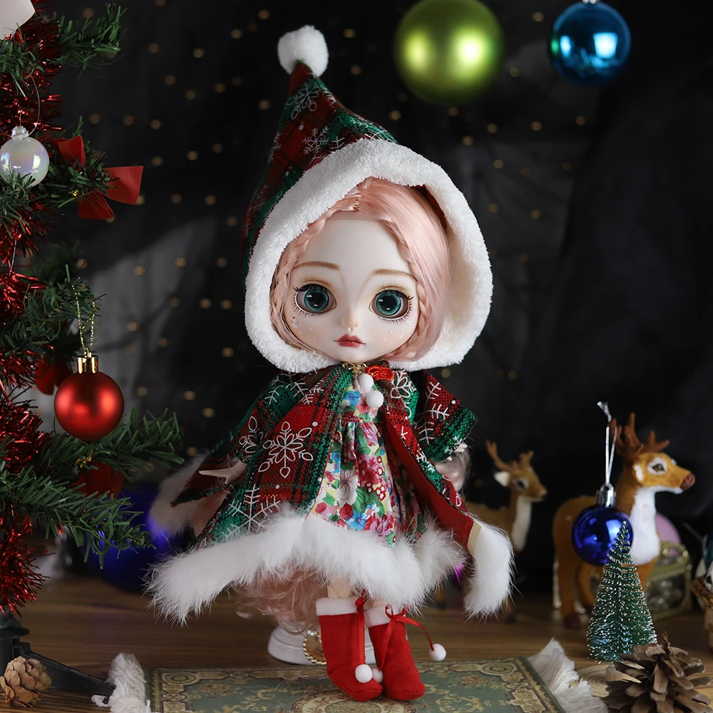 ICY DBS Blyth Doll Christmas Theme Articulated Body Hand-painted Makeup BJD Anime Toy Role Play Set Shoe Hand Girl Gift