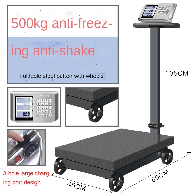 Wheeled Folding 500kg Electronic Platform Scale Scale 300kg Electronic Scale