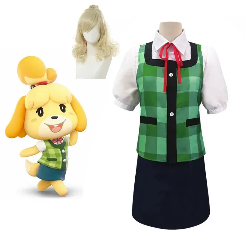 

Animal Crossing Isabelle Cosplay Costume Game Animal Crossing New Horizons Costume Women Uniform Outfit Tail Headwear DX5974
