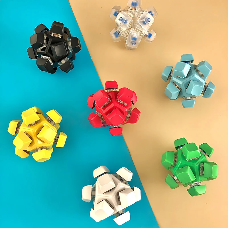 Kreative 12-Tasten-Tastatur mit blinkendem Licht, Fidget-Ball, Fingerspitzen-Druckspielzeug, Stressabbau-Spielzeug, Dekompressionsgeschenk für Kinder und Erwachsene