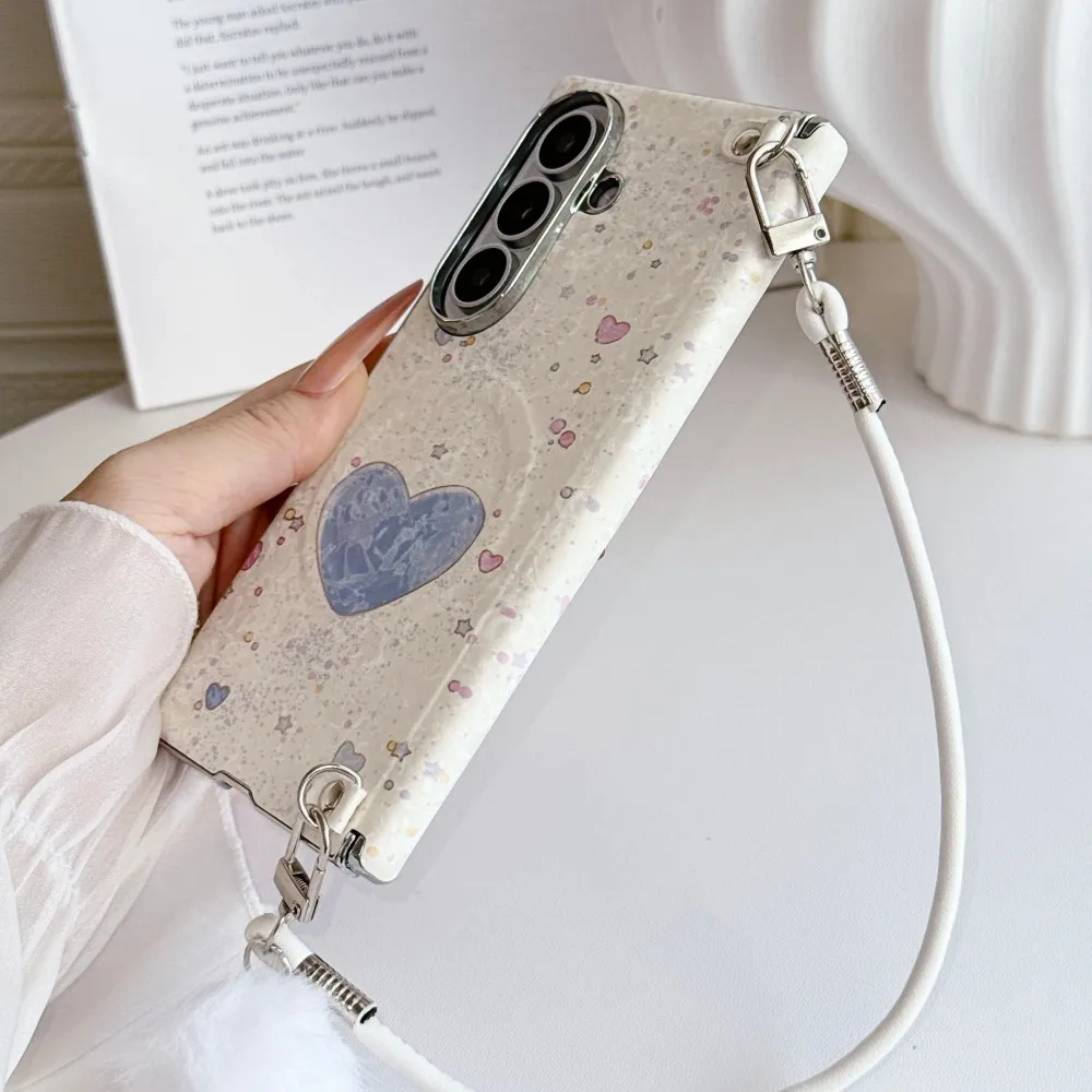 For Samsung Galaxy Z Fold 6 7 8 Ultra Phone Case Bracelet Protective PC Shell Magnetic Wireless Charger Hinge Holder Back Cover